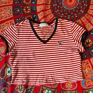XOXO Red and White Striped Blouse